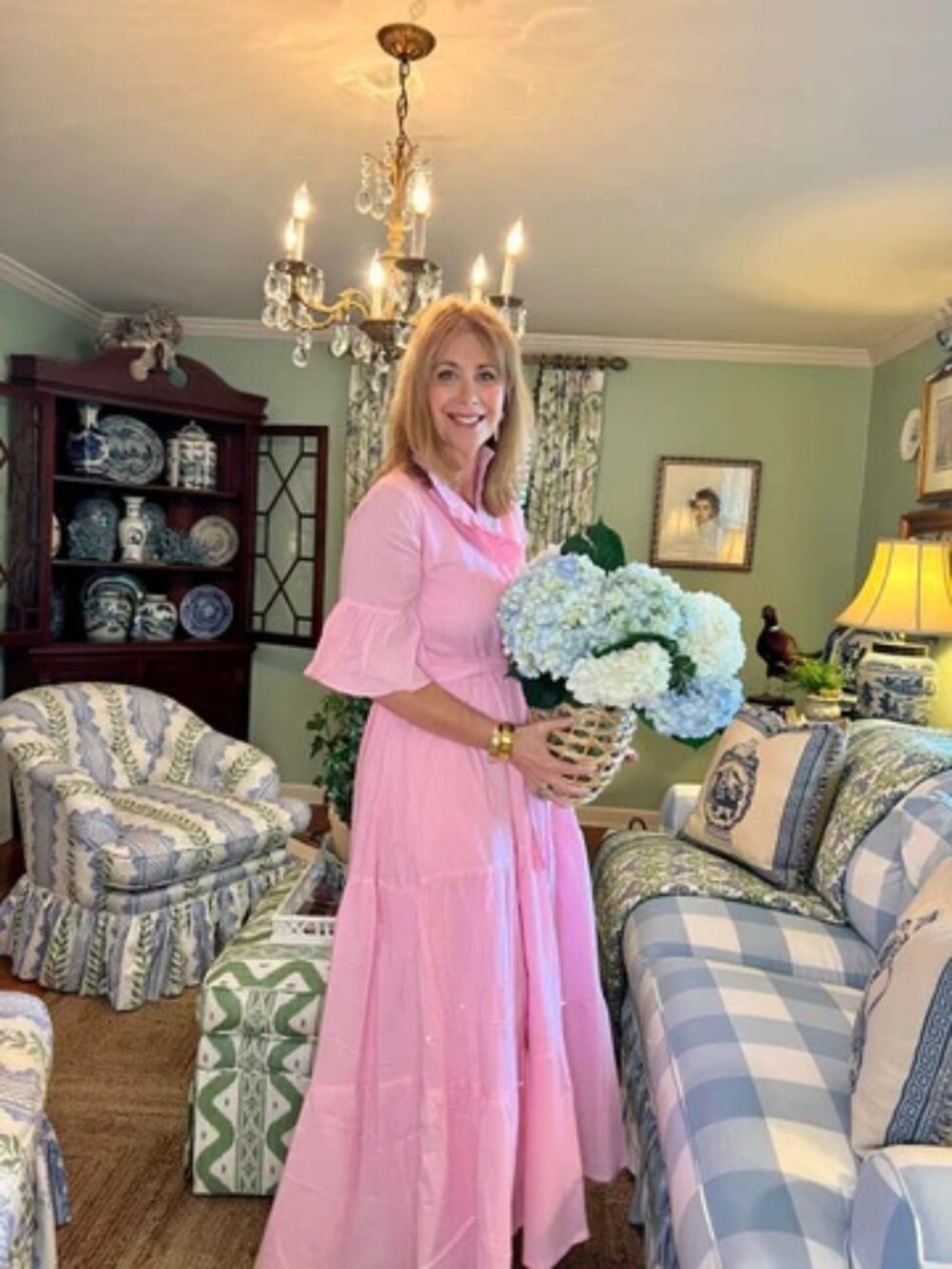 Miss Madigan Caroline Ruffle Collar Pink Tiered Skirt Maxi Dress S M NWT